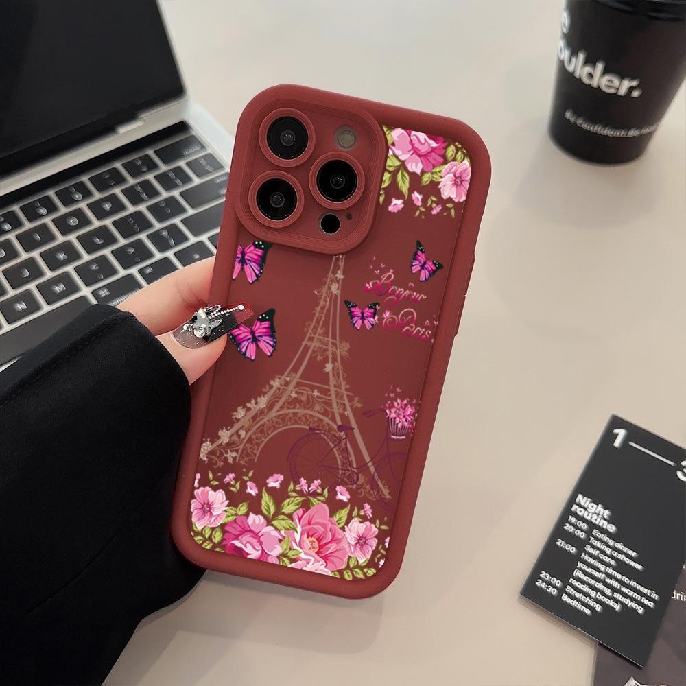 Applicable to Apple 16Promax European and American hot-selling soft case 14pm flower butterfly 15 painted IP13pm mobile phone case 11
