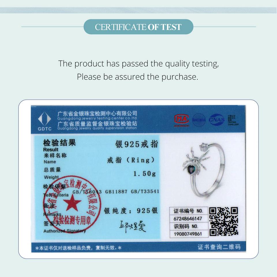 BAMOER Genuine 925 Silver Spide Open Ring for Women Halloween Finger Ring Fine Jewelry Birthday Gift SCR1071-E