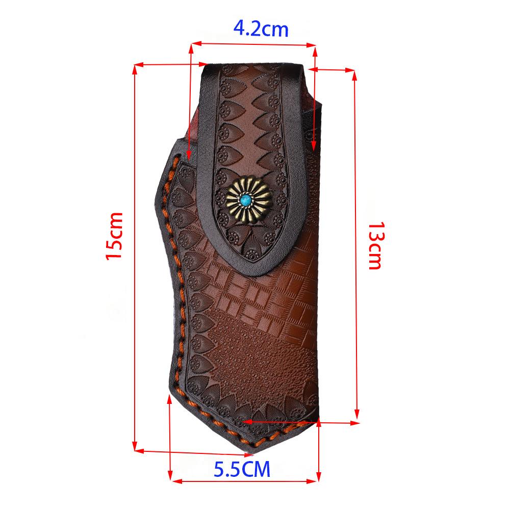 15 CM Folding Knife Holder Two Layers Cowhide Scabbard Universal Knife Cover Scabbard for Pocket Knife Holsters with Belt Buckle