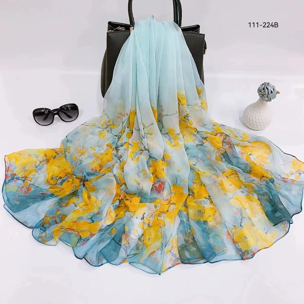 Silk Scarf Women Hijab Pashmina Long Beach Stoles Shawl Wrap Headbands Spring Warm Scarves Bandana Ladies Neckscarf Foulard