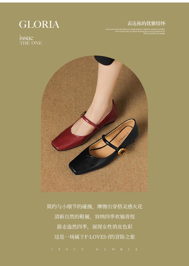 Spring Square Toe Thick Heel Fashionable and Comfortable Simple Women's Shoes Mary Jane Shoes