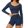 JYL Quick Dry Brushed Yoga Set Hollow Back High Waist Outfit