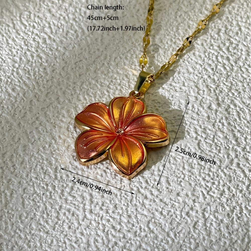 New Fashion Vintage Alloy 1D Flower Pendant Stainless Steel Chain Choker Necklace For Women Trendy Aesthetic Jewelry Accessories