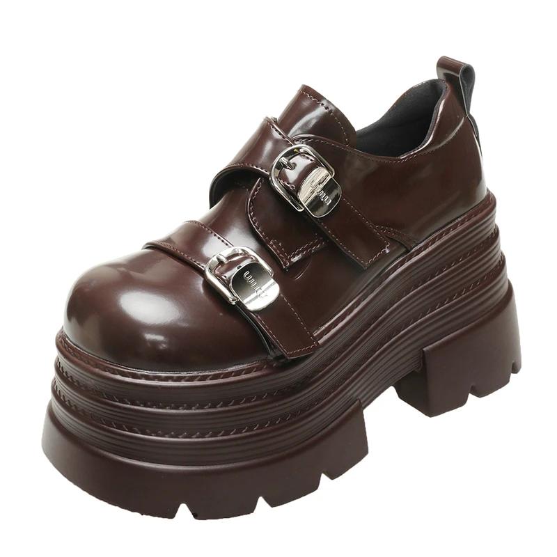Fashion New Spring 10CM Platform Women Loafers Shoes Flats Casual Walking Shoes Woman 2025 Designer Leather Sneakers Mujer Zapatos Pumps