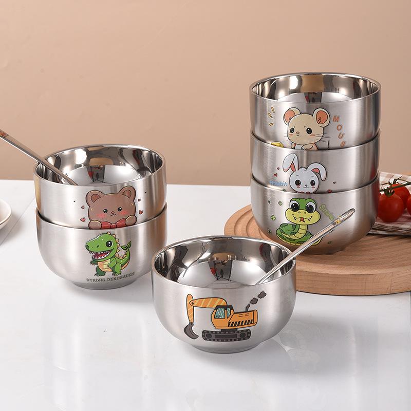 Children's Cartoon Zodiac Insulated Stainless Steel Bowl - Food Grade, Double Layer, Anti-Fall Design