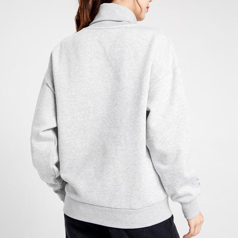 Puma Sports Lifestyle Series Letter Casual Stand Collar Long Sleeve Sweatshirt Women Sweatshirt Gray 534387-04