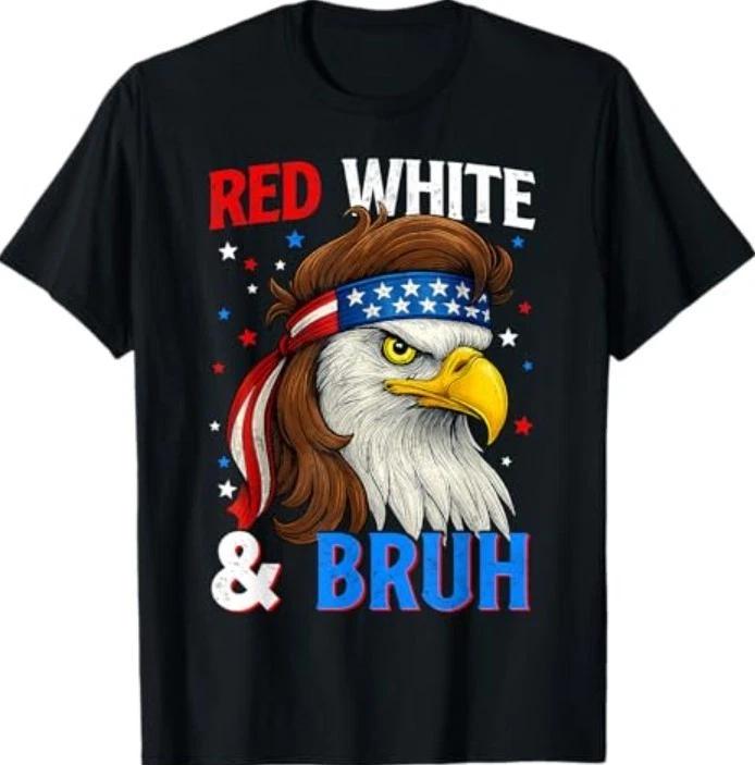 Патриотическая Красно-Белая & Бро Америка орел маллет 4 июля Футболка XL