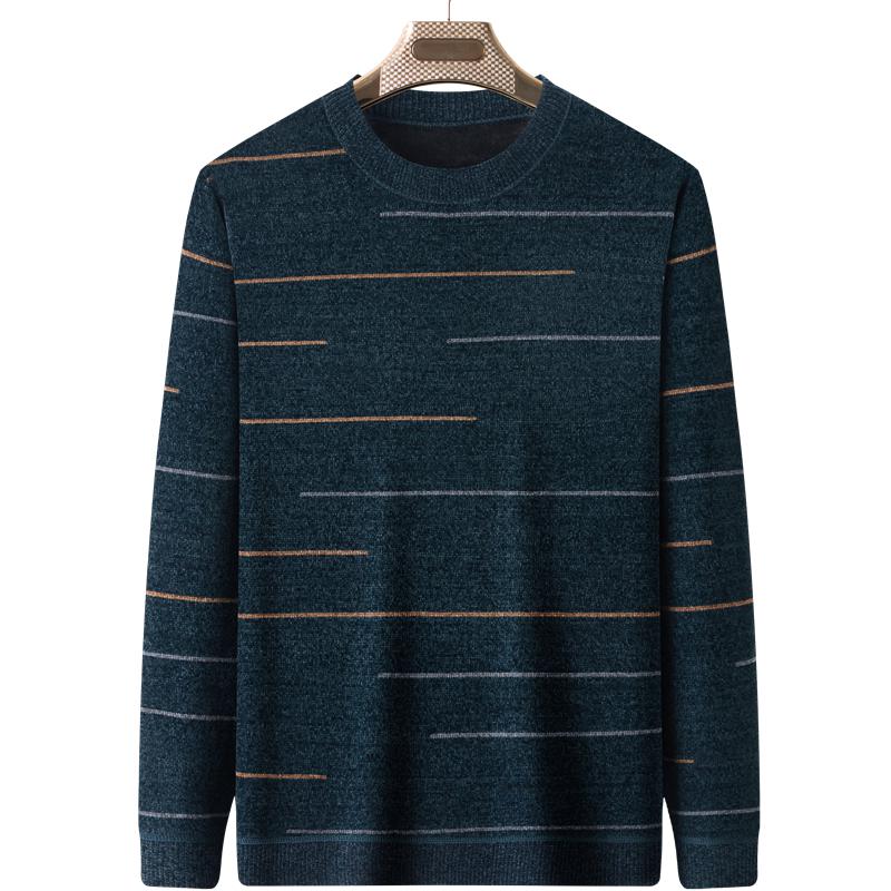 Men's Plus Velvet Thickened Chenille Sweater: Warm Winter Knitwear for Middle-Aged and Elderly Dads