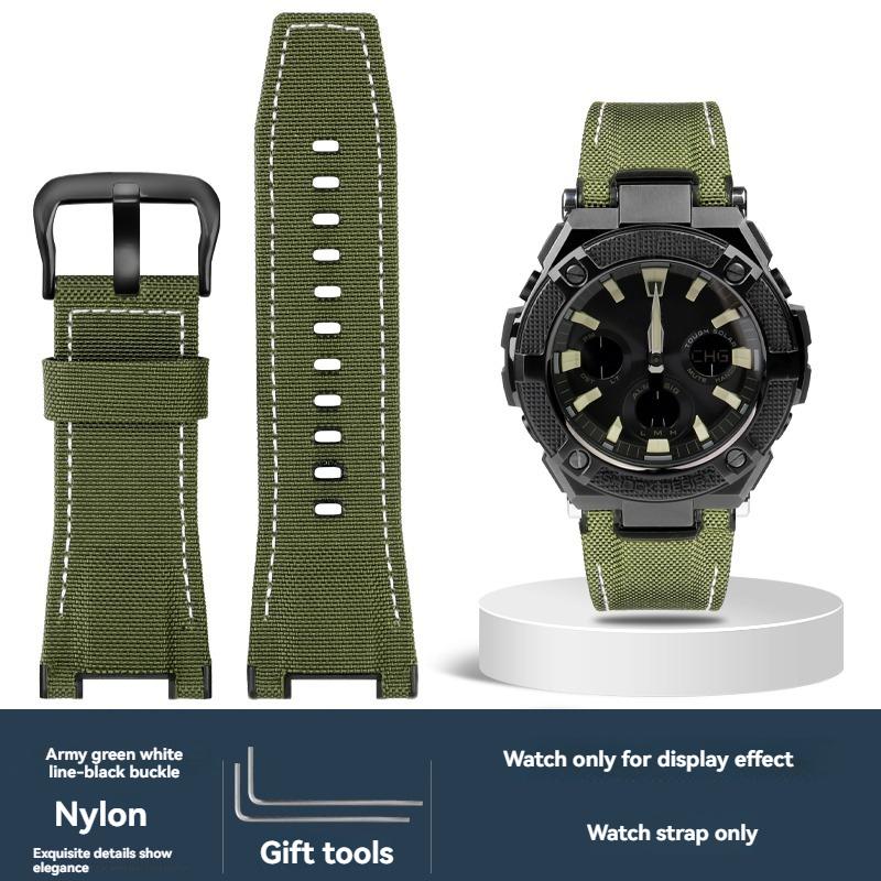 Voor Casio G-SHOCK GST-S130/S110/S120/W130L GST-210/B100/W300 Echt Lederen Horlogeband armband Mannen nylon Horlogeband 26mm