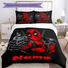 3pcs Custom Name Deadpool Bedding Set Duvet Cover Closure Includes 1 Duvet Cover & 2 Pillowcases, Soft and Comfortable for All Seasons.