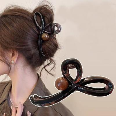 Retro Round Bead Claw Clip For Women Large Hair Volume Shark Clip Hair Clip Temperament Back Head Hair Clip Hair Clip Crab