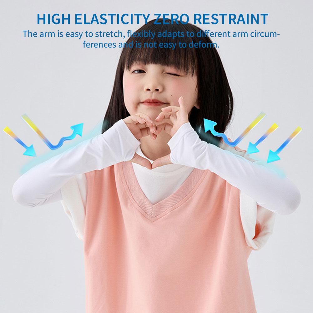 1 Pair Summer Cooling Arm Guard Sleeves Solid Color Cover Sleeve Outdoor Sun UV Protection For Kids Driving Sports Activities