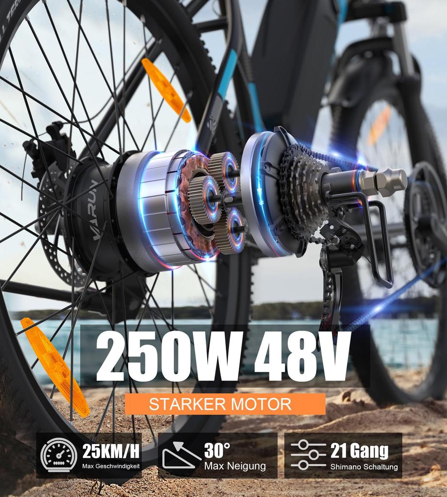 Electric Bicycle VARUN 27.5" 500W Motor City Ebike 48V 13AH Max Ramnge 70Km Load 150Kg M27