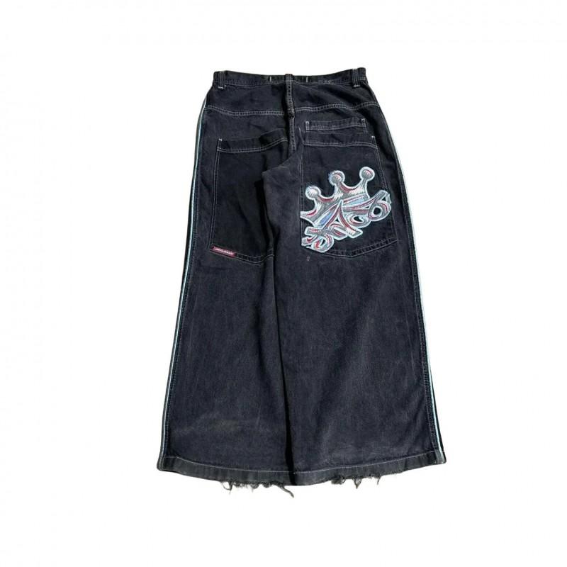 Blugi din Denim cu Imprimeu Grafic Hip Hop, Croială Largă, pentru Bărbați, Stil Y2K Harajuku, Pantaloni cu Picior Drept