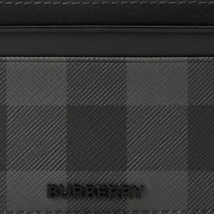 Burberry Check Classic Plaid Logo PU Card Holder Men Accessories Charcoal 81122551