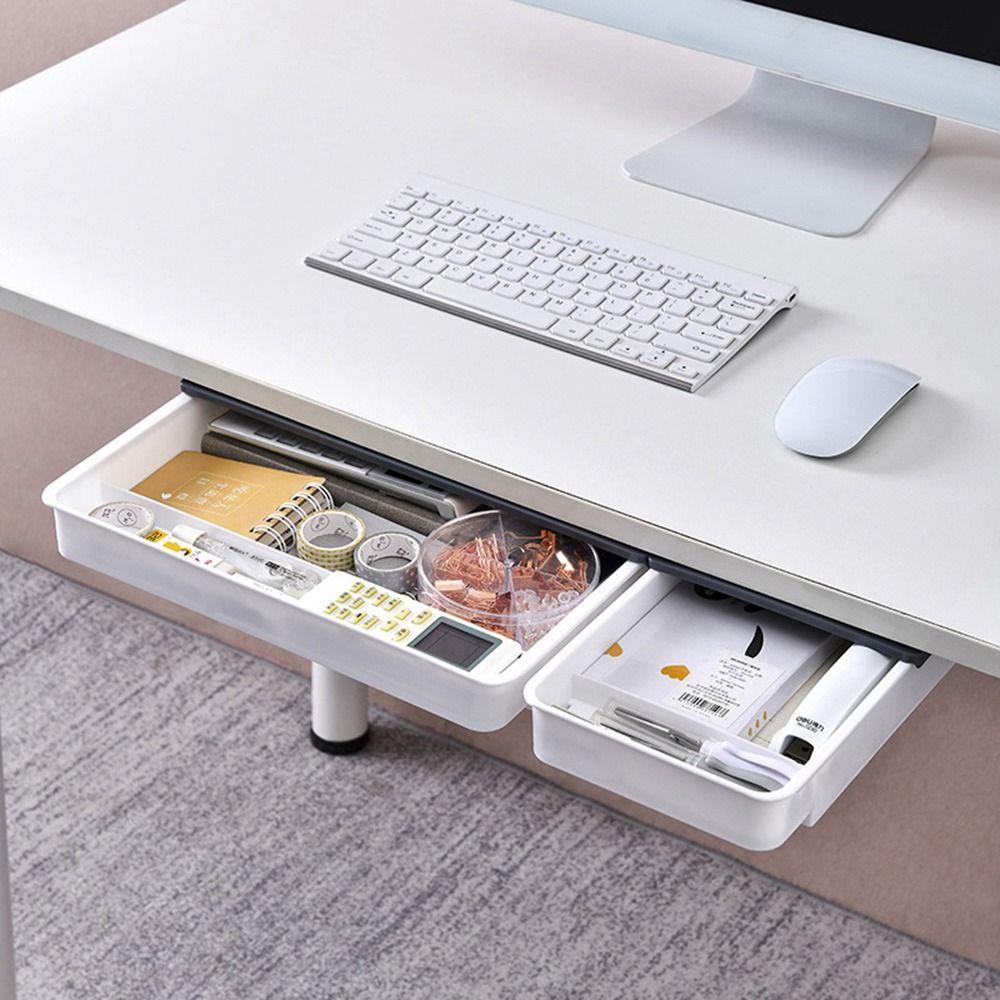 Invisible Under Desk Drawer Plastic Pencil Tray Durable Stationery Organizer  Bedroom