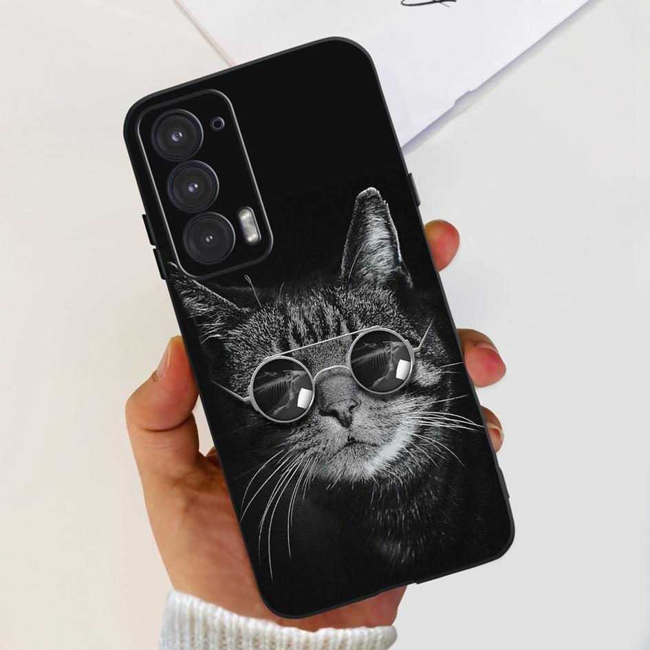 Moto Edge 20 Siliconen Hoesje Voor Motorola Edge  20 5G Telefoonhoesje Leuke Katten Vlinder Beschermende Bumper Voor Moto Edge20 XT2143-1 Funda