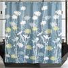 Artistic Floral Shower Curtain With Blue Flower Pattern For Allseason Bathroom Decor