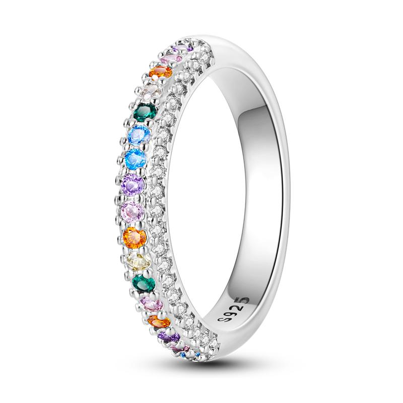 925 Sterling Silver Rings Sparking Colorful Zirconium Ring Popular LOVE Wedding Rings for Women Engagement Jewelry Anniversary