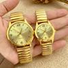 2PCS Gold Couple Watch Set Size Case Trendy Luxury Digital Scale Quartz Watch Suitable for Daily Clothing Matching Perfect Gift