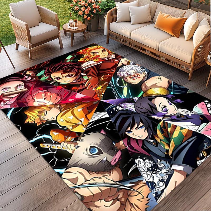 Demon Slayer Print Rug, Washable Floor Carpet, For Entryway Dorm Laundry Room Office Study, Home Decor Birthday Christmas Gift