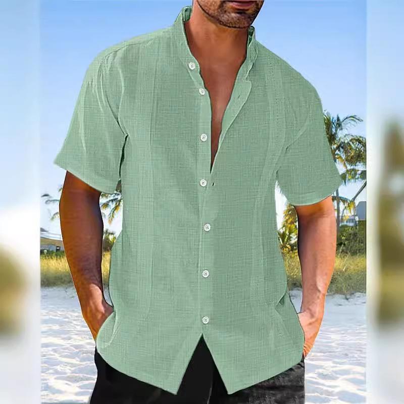 

Summer Short Sleeved Solid Color Shirt for Teenagers Fashionable Home Casual Cardigan Shirt XXXL світло-зелений колір