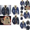 Men's Jean Jacket With Fur Collar Lined Winter Warm Casual Denim Coat M-6xl