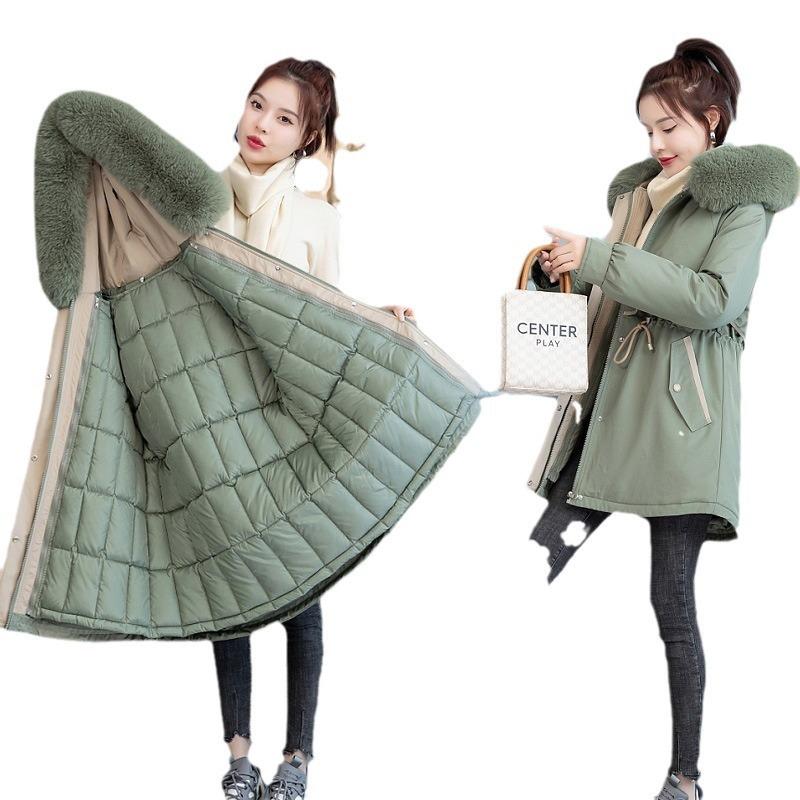 Pie Overcome Women's New Winter Medium and Long Cotton-padded Clothes Removable Liner Cotton-padded Jackets Thickened Winter Jackets