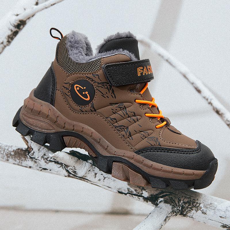 Winter Snow Boots Children Casual Luminous Shoes Boys Breathable Sneaker Warm Plush Kids Non-slipl Hiking Shoes