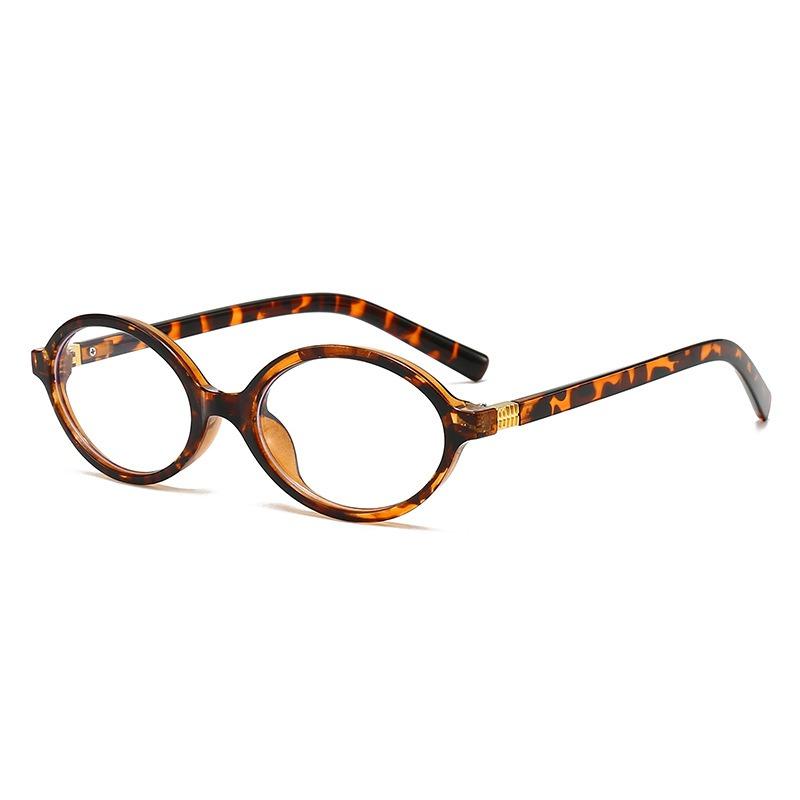 2pcs Women Oval Retro Glasses Y2K Leopard Small Frame GlasseVintage Female Girls Eyewear Decorative Eyeglasses