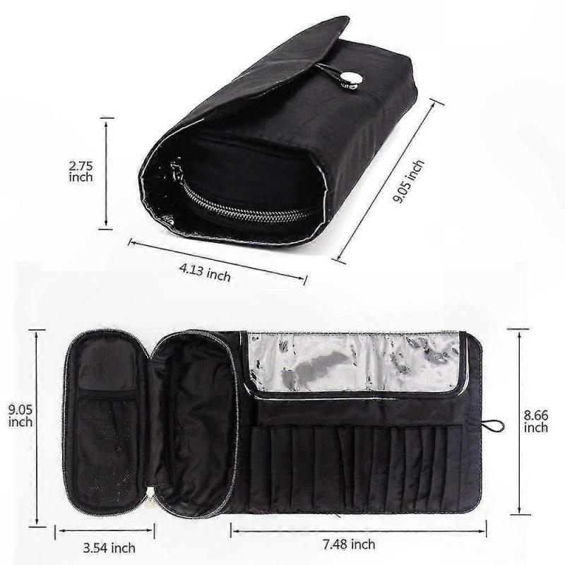 Travel-Friendly Makeup Brush Roll Up Pouch Organizer for Cosmetic Tools, Holds 20+ Brushes, Portable Bag for Women (Case Only)