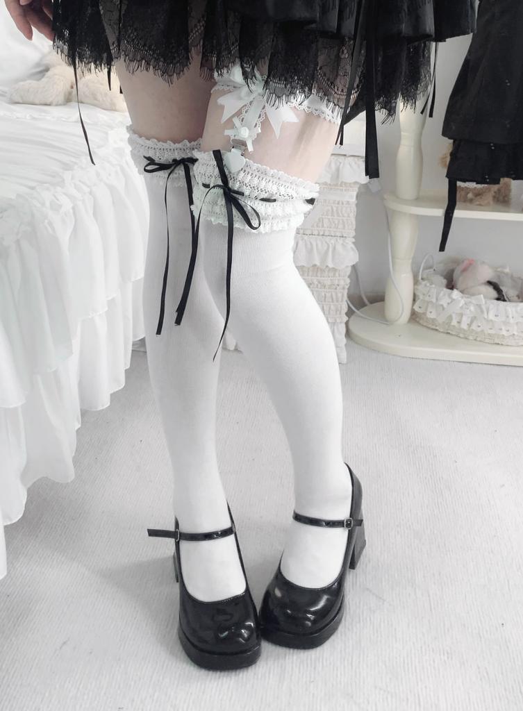 Japanese Hot Lolita Gentle Ballet Socks Women Spring Bowknot Mid-calf Socks JK Harajuku Sweet Cotton Socks
