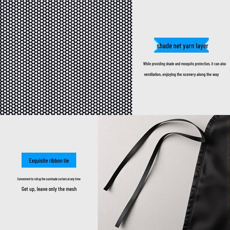 Universal Breathable Mesh Sun Shade for Car Side Windows - Privacy Curtain
