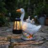 Duck Garden Ornament with Lantern Charming for Flowerbed