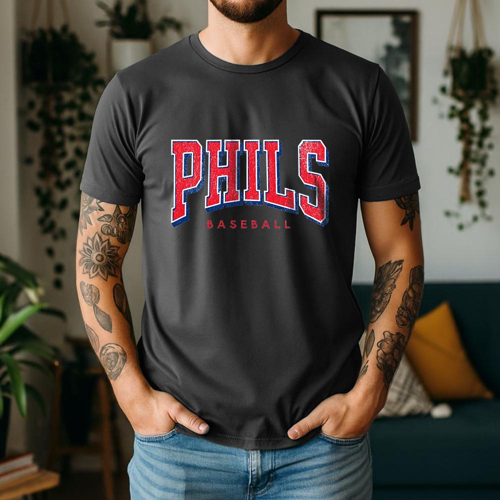New Summer 100 Cotton Phils Baseball Graphic Oversized Tee Phils Baseball Retro Sporty Style Themed Short Sleeve