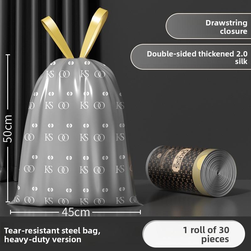 Heavy Duty Pe Drawstring Trash Bags For Home Kitchen With Handles Pack Of 30 50x45cm