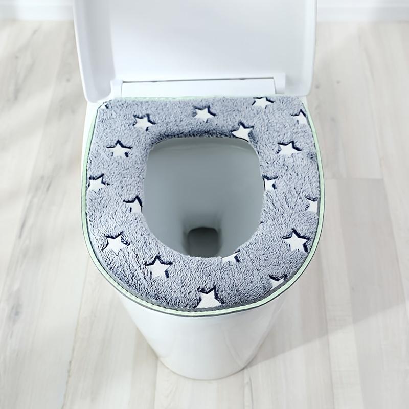 Husă de toaletă luminoasă de pluș creativ, inel de toaletă, covoraș de toaletă, pernă moale pentru capacul de toaletă, capac de toaletă detașabil cu fermoar, pernă pentru scaunul de toaletă