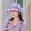 Folding Thin Bow Sunshade Cap Breathable Sunscreen Basin Hat Floral Fisherman Hat  Outdoor