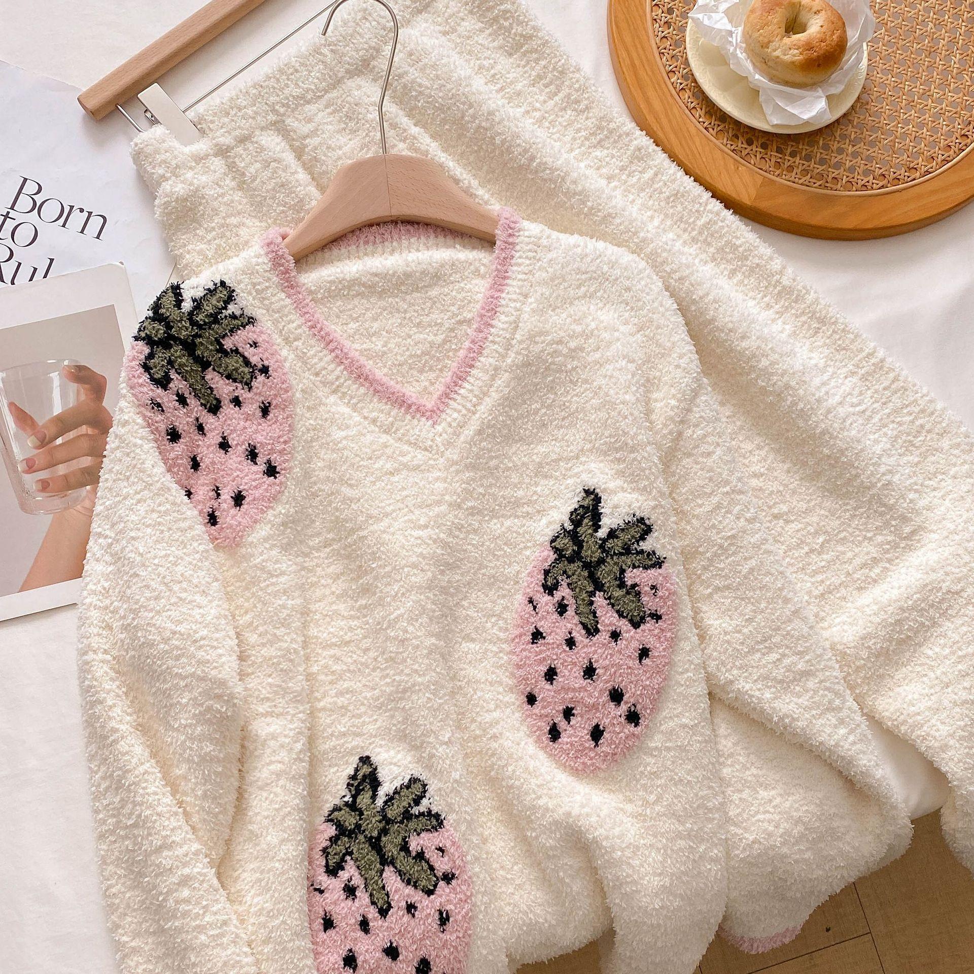 

Женская пижама цвета клубники из 2 предметов, милая пижама в стиле принцессы, теплая пижама из полуфланелевой ткани, осенне-зимняя новая домашняя одежда One Size бежевый