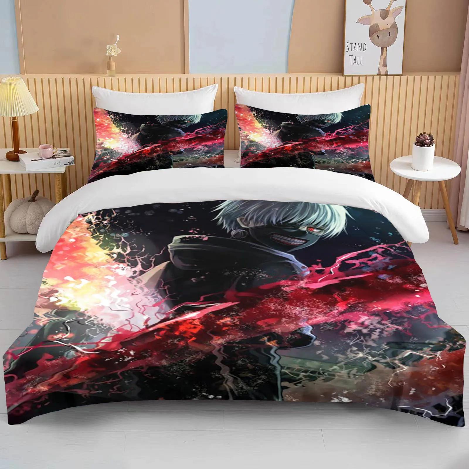 Nieuw Japan Tokyo Ghoul Beddengoed Set Kaneki Ken Anime Beddengoed Set Zwart Wit Dekbedovertrek Set Jongen Home Textiel 3d Quilt Bedlinnen EU single(135x200cm)