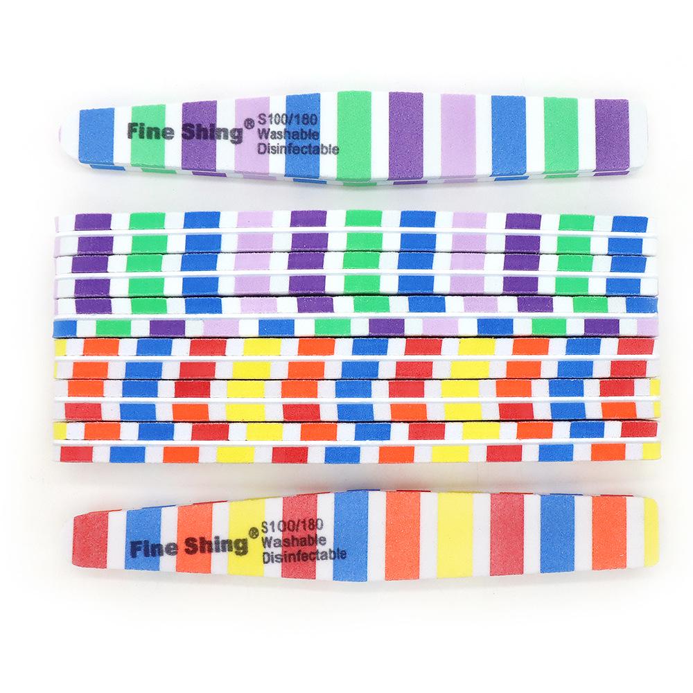 Double-Sided Rhombus Nail File: Striped, High Elastic Sponge for Shaping and Polishing