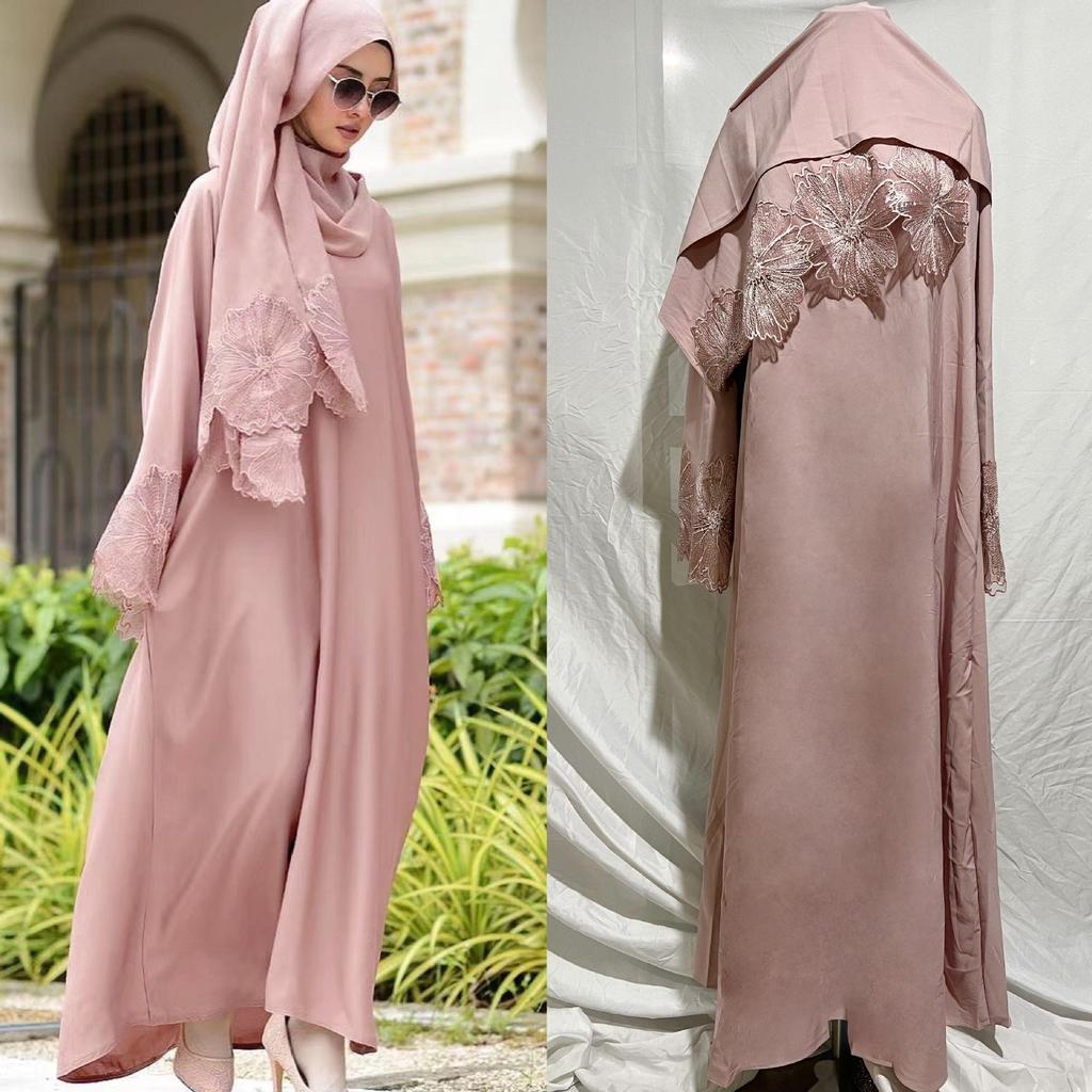 Women's Muslim Ladies Robe Malay Indonesian Dress with Hijab