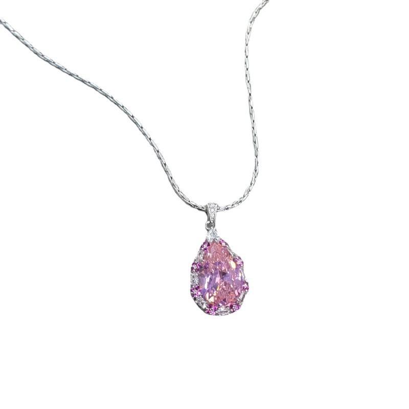 Serol simulation pink diamond color separation stone retro style ring Yao set diamond water drop ring women's jewelry