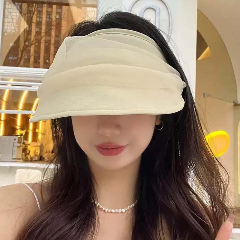 Solid Color Folding Sunshade Hat Breathable Wide Brim Visor Caps Sunscreen Empty Top Hat  Vacation