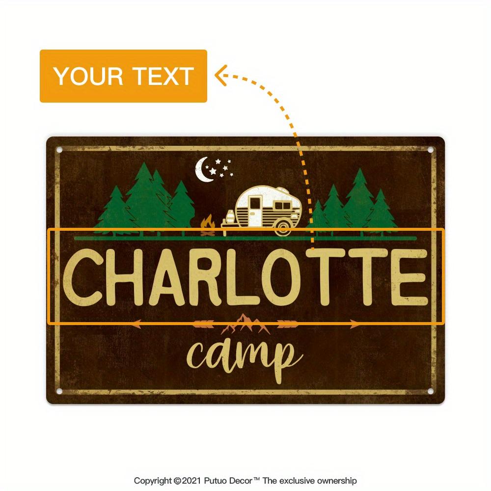 

Decor Personalized Metal Camping Sign x Inches Vintage Wall Outdoor Decor for Lake House Cabin Ideal Gift for Camp 20x30cm（7.8x11.8inch）