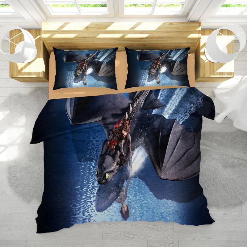 Luxurious How To Train Your Dragon Design Bedding Set With Duvet Cover Pillowcase