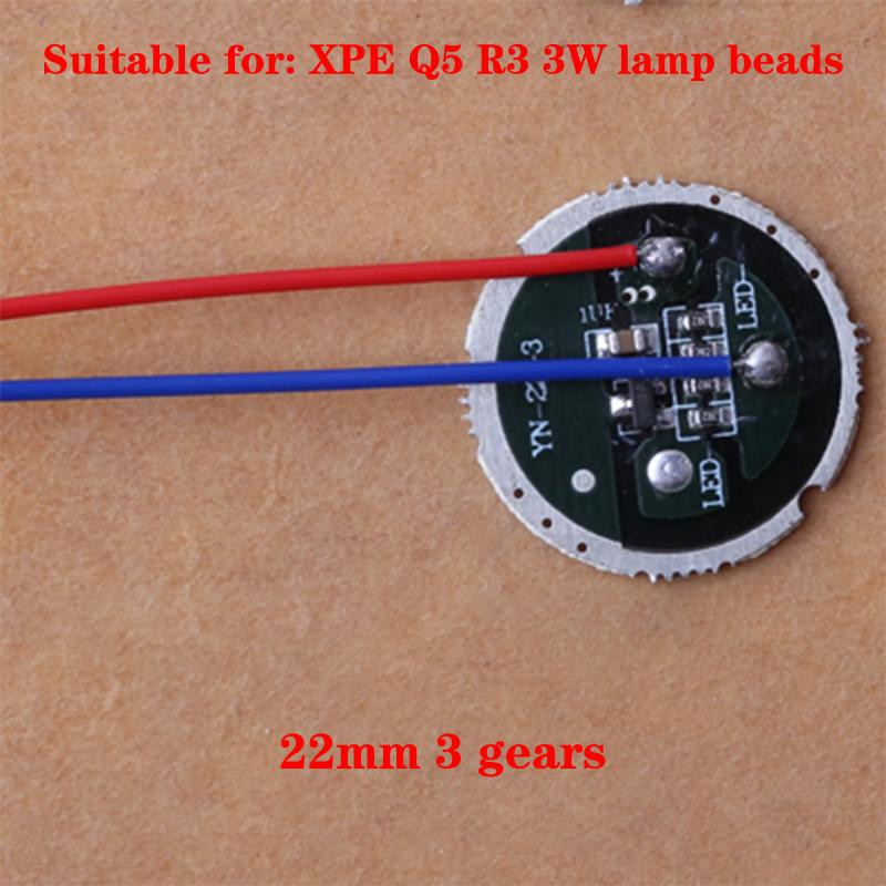 

1/3/5-режимный светодиод Q5 Xpe R3 3 Вт Светодиодный драйвер Постоянный ток 3,7 В Для чипового освещения Трансформаторы Перезаряжаемая плата драйвера фонарика 22mm 3Mode