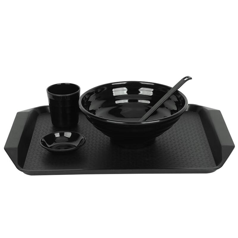 Black Melamine Threaded Noodle Bowl Set (3-Pack)