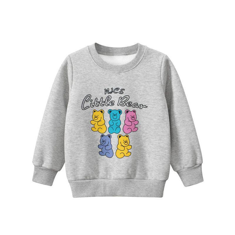 Brand Export Children's Clothing Autumn and Winter New Children's Sports Sweatshirt with Fleece Round Neck Bear Print Baby Girl Clothes