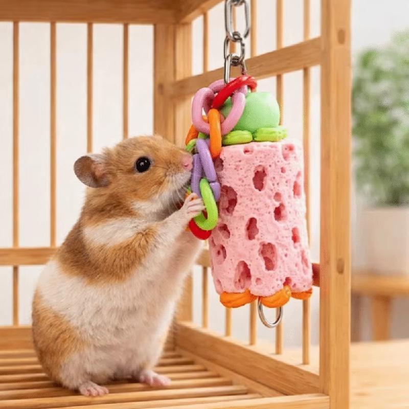 Colorful Parrot Chewing Toys Interactive Hanging Hamster Grinding Stone Bite Resistant Mouth Molar String Parrot Cage